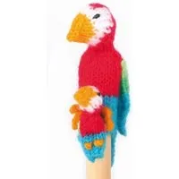 El Puente El Puente Gestrickte Fingerpuppe "Papagei mit Kind" | Fair Trade & Handmade aus Peru – Produktbild 1 von 1