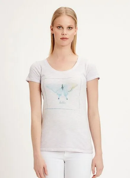 ORGANICATION ORGANICATION Garment Dyed T-Shirt aus Bio-Baumwolle mit Schmetterling-Print, Lilac, – Produktbild 1 von 4