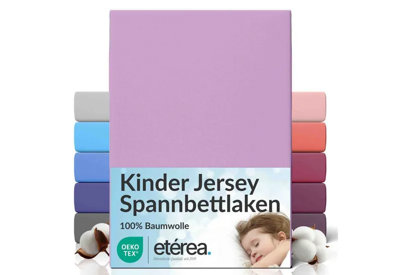 etérea Himmlische Qualität Spannbettlaken etérea Comfort Jersey Spannbettlaken, Jersey, Gummizug: rundum, (1 Stück), Lila, – Produktbild 1 von 5