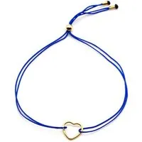 juni juni Stoffarmbändchen mit Herz und verstellbarer Schiebeperle aus recyceltem Gold - mehrere Farben, Blau, – Produktbild 1 von 1