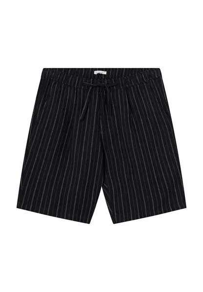 KnowledgeCotton Apparel KnowledgeCotton Apparel Loose Striped Shorts aus Bio-Leinen, Navy-striped (dunkelblau), – Produktbild 4 von 4