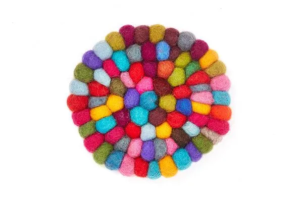 short'n'pietz short'n'pietz handgefilzte Glasuntersetzer aus Filzkugeln, Pink, – Produktbild 2 von 4