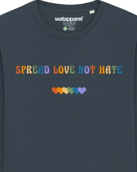 watapparel watapparel Sweatshirt Unisex Spread Love not Hate, India ink grey, – Produktbild 3 von 3