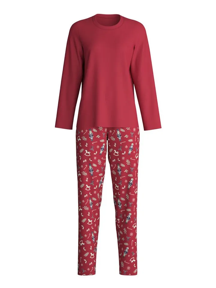 CALIDA CALIDA Pyjama Family & Friends Damen (2 tlg) weich, wärmend und komfortabel, Rot, – Produktbild 1 von 5