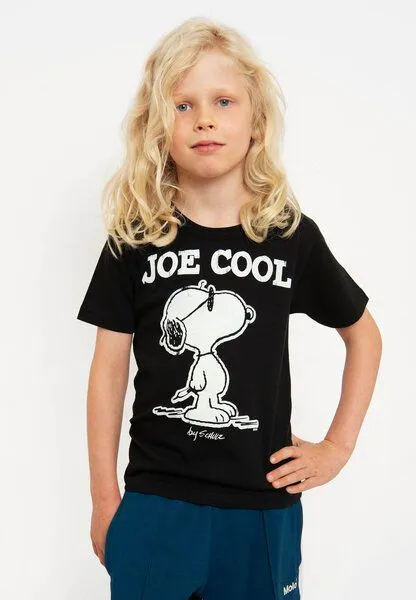 LOGOSH!RT LOGOSH!RT - Comics - Peanuts - Snoopy - Joe Cool - Bio T-Shirt Print - Kinder, Schwarz, – Produktbild 3 von 4