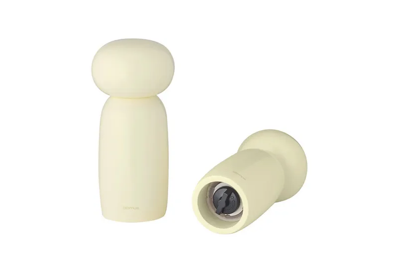 blomus Salz-/Pfeffermühle -MOLI- 2er Set, Gewürzmühlen, Streuer, Mühlenset: aus Holz manuell, FSC-zertifiziertes Eschenholz, Pflegeleicht, S/P Markierung, Gelb, – Produktbild 3 von 4