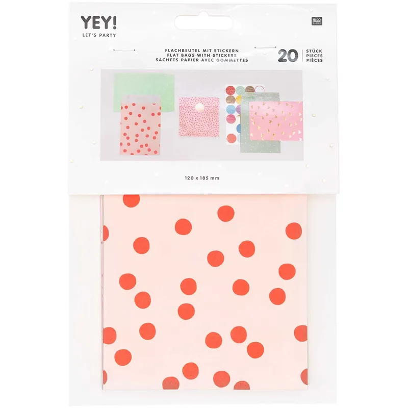 Rico Design Rico Design Flachbeutel mit Stickern 120x185mm 20 Stück Mix Neon, Mix neon, – Produktbild 1 von 1