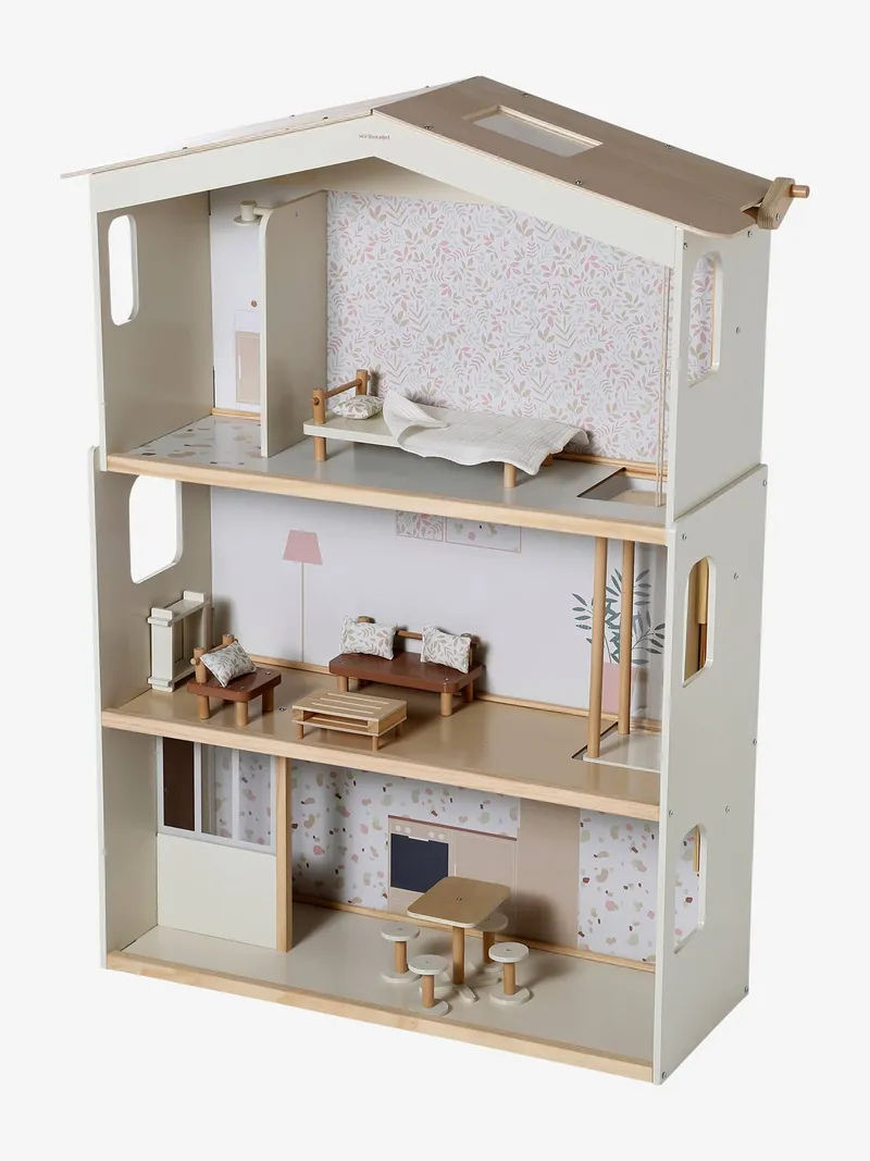 Vertbaudet Vertbaudet Puppenhaus aus Holz FSC®, Weiß, – Produktbild 4 von 4