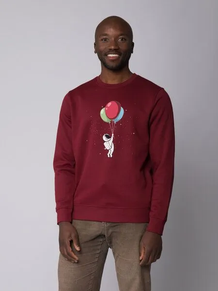 watapparel watapparel Sweatshirt Unisex Little Balloon Astronaut, Burgundy, – Produktbild 2 von 4