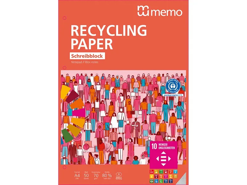 Memo memo Schreibblock A4 kar.50 Bl. RC-plus – Produktbild 1 von 1
