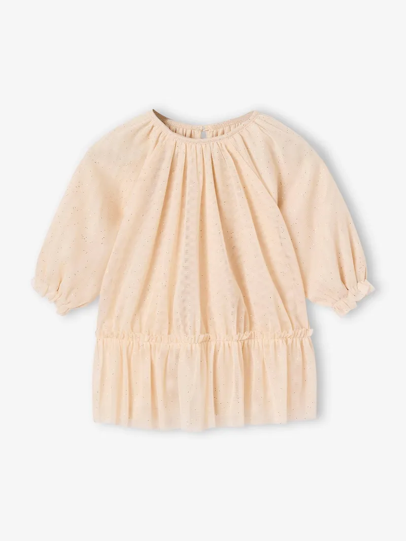 Vertbaudet Baby Festkleid aus Glitzertüll, Gold, – Produktbild 1 von 4
