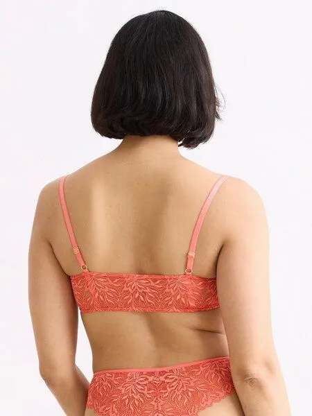 erlich textil erlich textil Dreamy Lace Bandeau Bralette mit Spitze aus recyceltem Polyamid, made in Europe, Wilde orange, – Produktbild 2 von 7