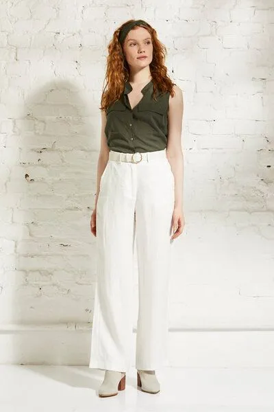 Wunderwerk Wunderwerk Wide leg linen pant, Weiss, – Produktbild 2 von 3