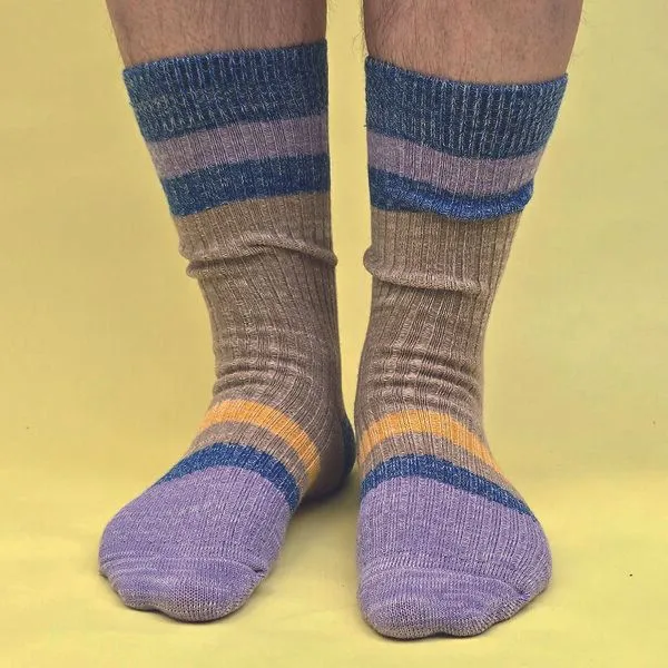 Fräulein Prusselise Fräulein Prusselise Wollfgang Woll Socke beige, lila-blau, grobstrick, colourblock – Produktbild 4 von 4