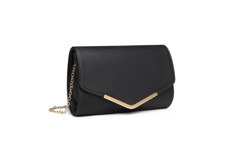 Miss Lulu Abendtasche Damen Clutch – Elegante Mini Abendtasche mit Kette für Party, Hochzeit, Schwarz, – Produktbild 1 von 5