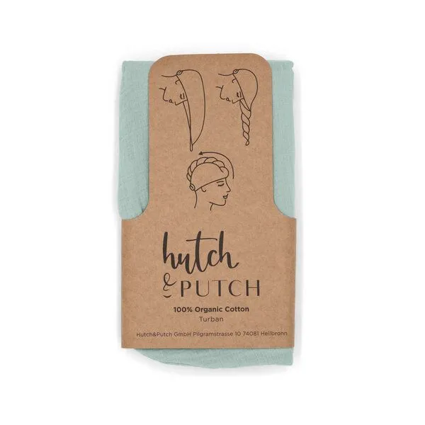 Hutch&Putch Hutch&Putch - Musselin Turban - Haarturban mit Knopf - aus 100% Bio Baumwolle - für langes und kurzes Haar geeignet - Saugstark und Kuschelweich, Aquamarine, – Produktbild 1 von 2