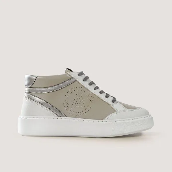 AGAZI AGAZI BLANKA (grey & white) - apple & corn leather sneakers, Green, – Produktbild 1 von 4