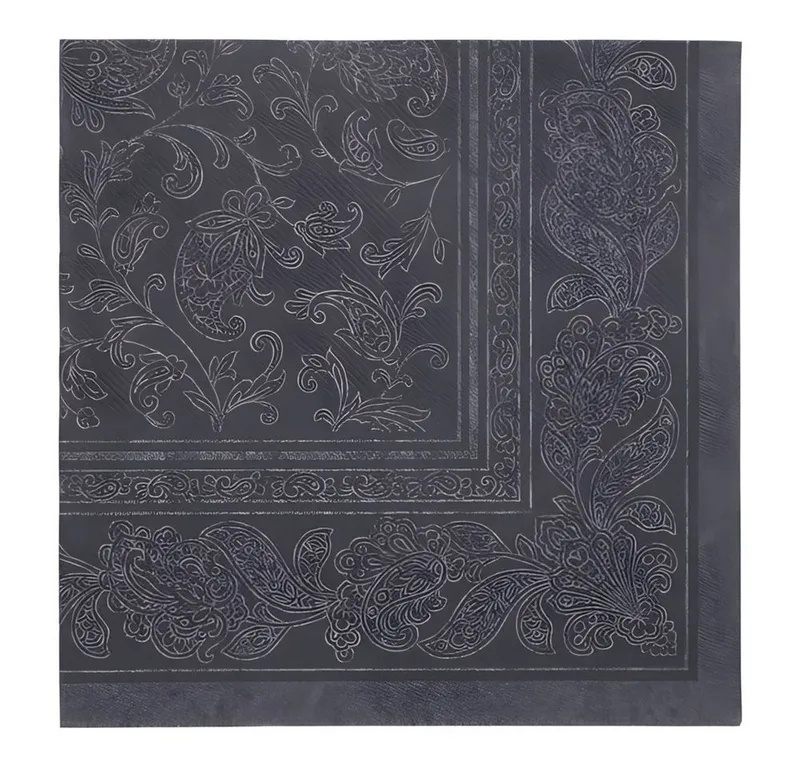 PAPSTAR PAPSTAR Papierserviette 50 x ROYAL Collection 1/4-Falz 40 cm x 40 cm schwarz Ornaments, Schwarz, – Produktbild 1 von 3