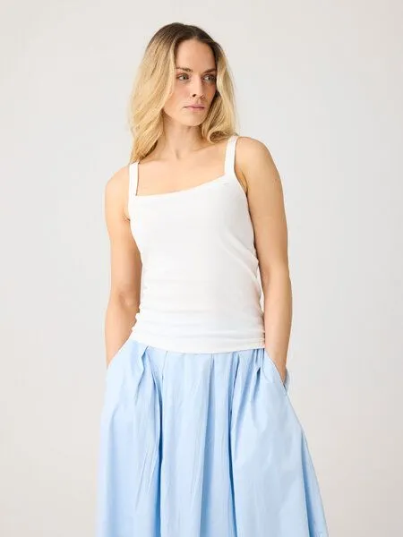 KnowledgeCotton Apparel KnowledgeCotton Apparel Ripptop - Rib strap top - aus Bio-Baumwolle, Weiß (star white), – Produktbild 1 von 4