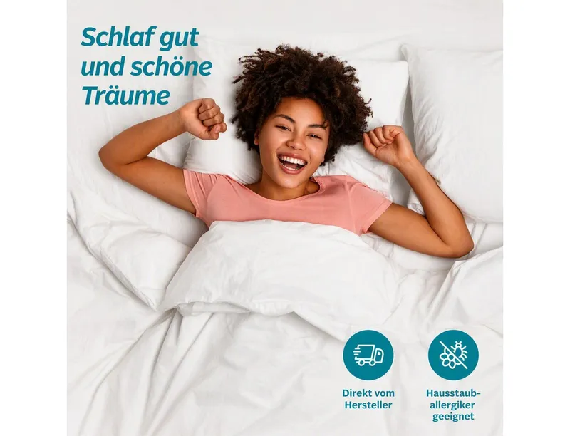 andeo Federkopfkissen ANDEO, Füllung: 70% 'Federn & 30% Daune, Bezug: Bio-Baumwolle, NATÜRLICH AUSGEZEICHNET SCHLAFEN, Weiß, – Produktbild 4 von 5