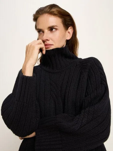 LANIUS LANIUS Rippenpullover, Black, – Produktbild 3 von 4
