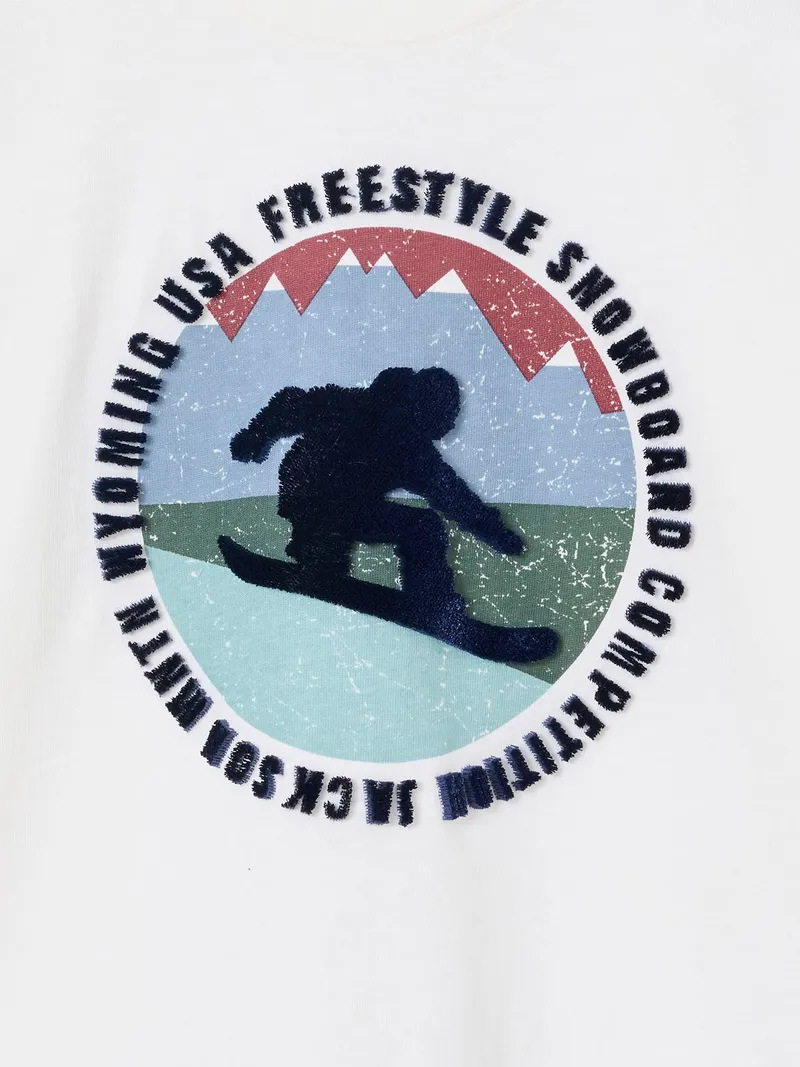 Vertbaudet Jungen Shirt mit Flockprint, Wollweiß, – Produktbild 4 von 4