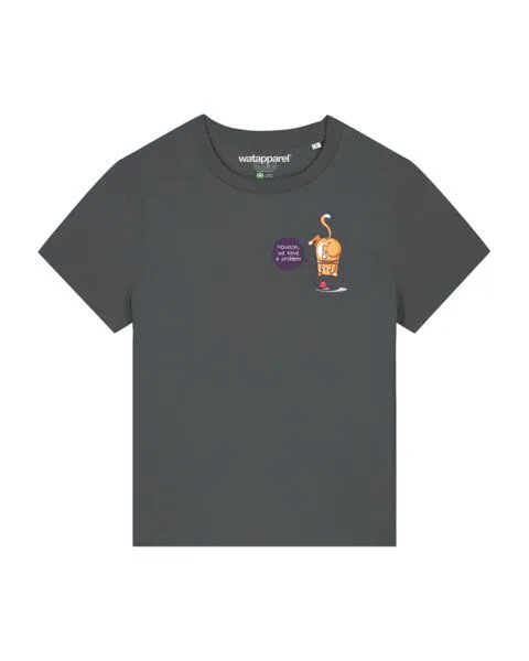 watapparel watapparel T-Shirt Frauen Funny Cat, Anthracite, – Produktbild 1 von 3