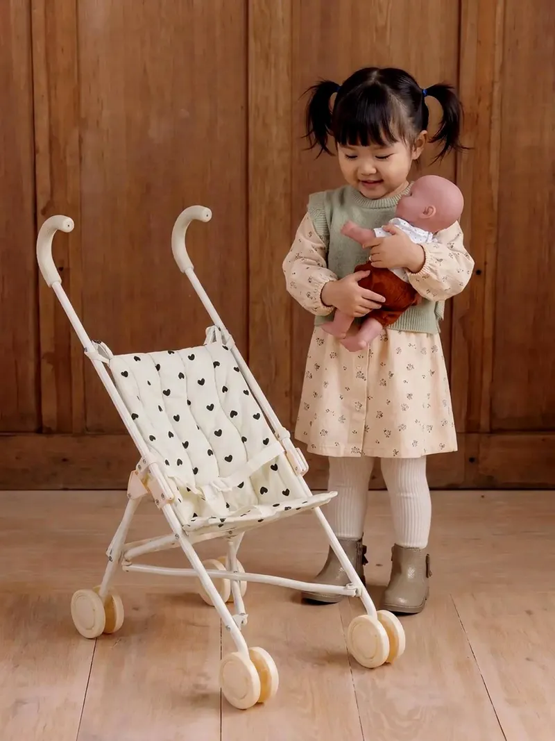 Vertbaudet Puppen-Buggy RETRO FLOWER, Schwarz, – Produktbild 2 von 4