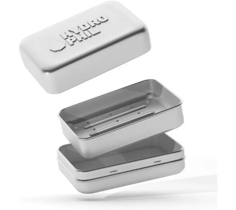 Hydrophil Hydrophil Seifenschale Hydrophil Seifendose aus Aluminium mit Abtropfgitter, 10x6,5x3,5 cm, 1-St. – Produktbild 1 von 5