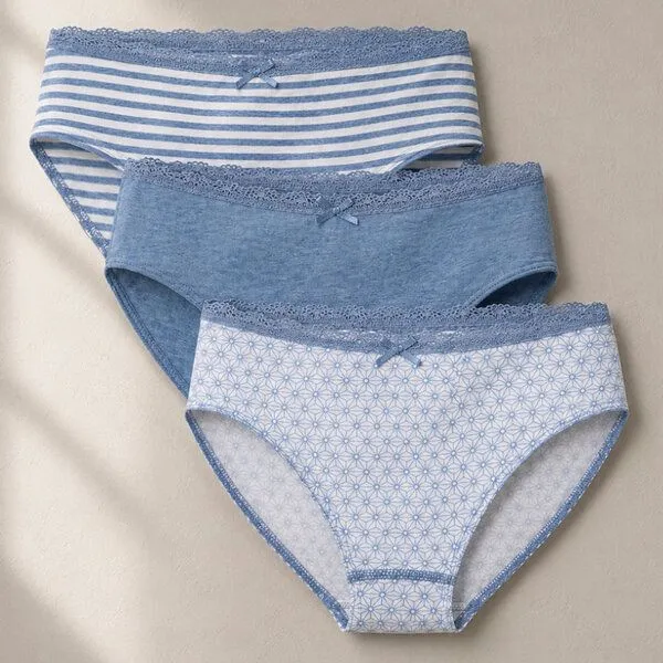 comazo|earth comazo|earth Fairtrade Mädchen Slip 3er Pack | GOTS zertifiziert, Blau-melange mix, – Produktbild 1 von 4