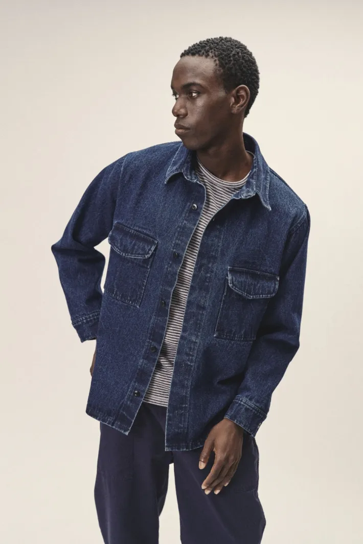 WOTE WOTE Herren vegan Denim Overshirt Indigo, Dunkelblau, – Produktbild 2 von 2