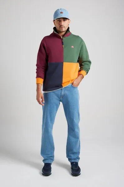 Trendsplant Trendsplant Color Block Half Zip Sweatshirt "Harlequin", Bunt, – Produktbild 4 von 5