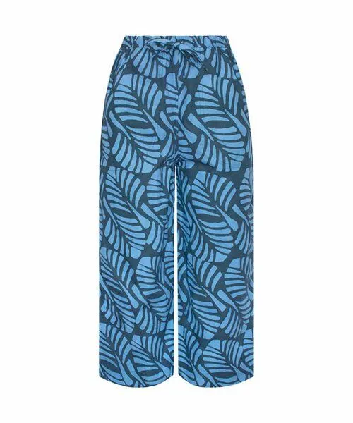 Global Mamas Global Mamas Bio Hose - TENOS SUMMER, Deco leaf spruce (blau), – Produktbild 1 von 3