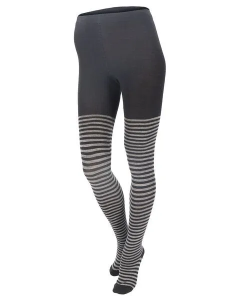 grödo grödo Damen Strumpfhose Ringel kbT Wolle Bio Baumwolle Elasthan, Anthrazit-naturgraumeliert, – Produktbild 1 von 2