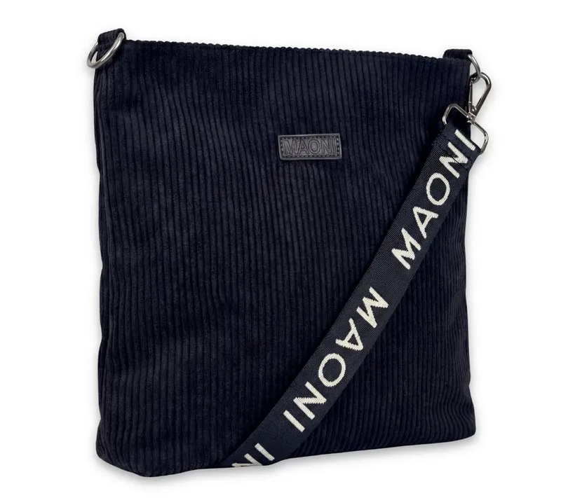 MAONI Umhängetasche Cord, Vegan, mit geräumigem Hauptfach, Schwarz, – Produktbild 1 von 3