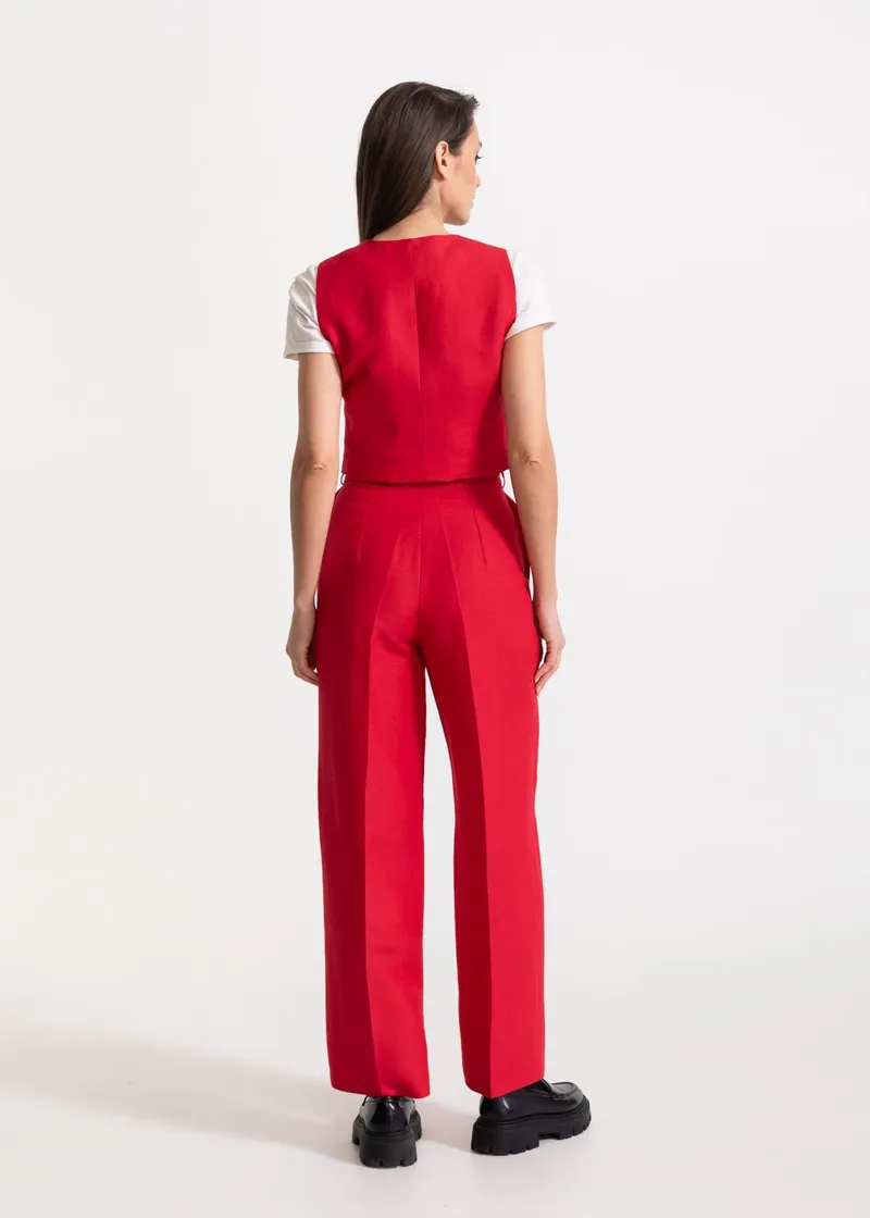 De IONESCU De IONESCU Damen vegan Set Figa Leinen, Rot, – Produktbild 1 von 2