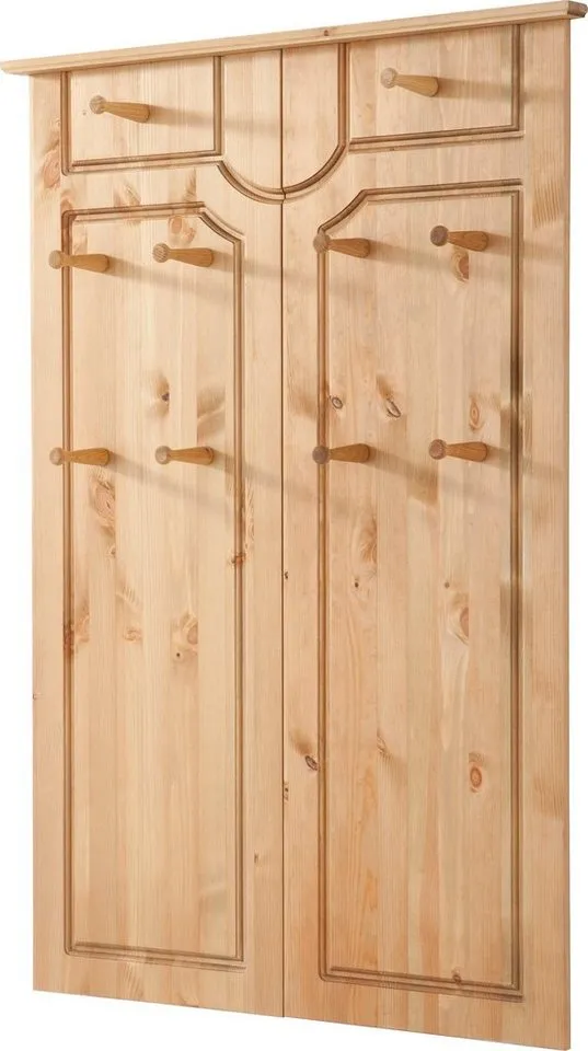 OTTO home Garderobenpaneel Klera, mit dekorativen Fräsungen, Kiefer, Landhausstil (Made in Europe), Mit 10 Kleiderhaken, aus massiver Kiefer, Beige, – Produktbild 3 von 5