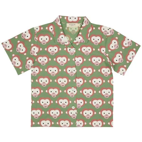 Pigeon by Organics for Kids Pigeon by Organics for Kids Kinder-Kurzarmhemd mit Aufdruck, Grün (mit affendruck), – Produktbild 1 von 1