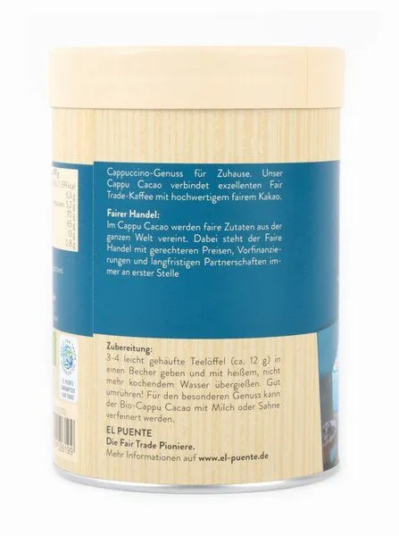 El Puente El Puente Cappu Cacao - Bio-Instant-Cappuccino Kakao Pulver | Fair Trade | Bio-zertifiziert | Glutenfrei, Mehrfarbig, – Produktbild 2 von 2