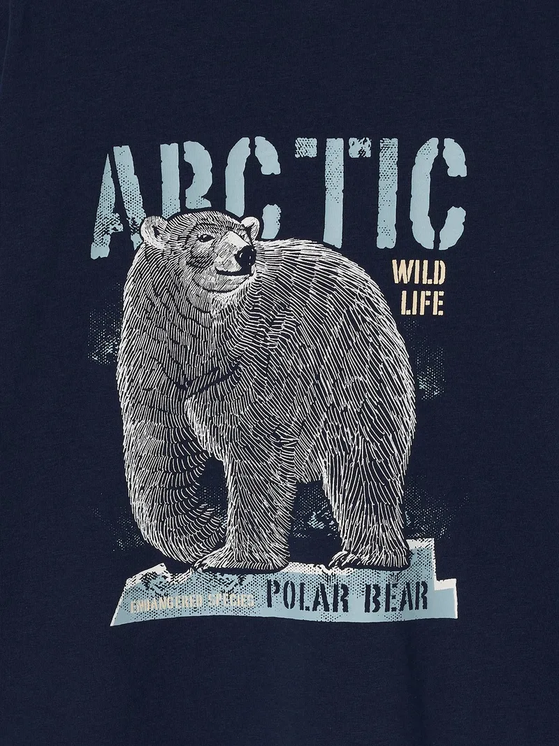 Vertbaudet Shirt mit Tierprint Jungen, Marine, – Produktbild 3 von 3