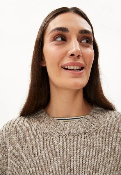 ARMEDANGELS ARMEDANGELS AMALIAA LEOPARD - Damen Strick Pullover Relaxed Fit aus Bio-Woll Mix, Light caramel melange-oatmilk, – Produktbild 3 von 4
