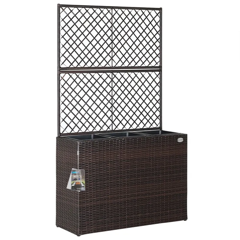 Casaria® Casaria Casaria Polyrattan Blumenkasten mit Rankgitter Braun – Produktbild 1 von 1