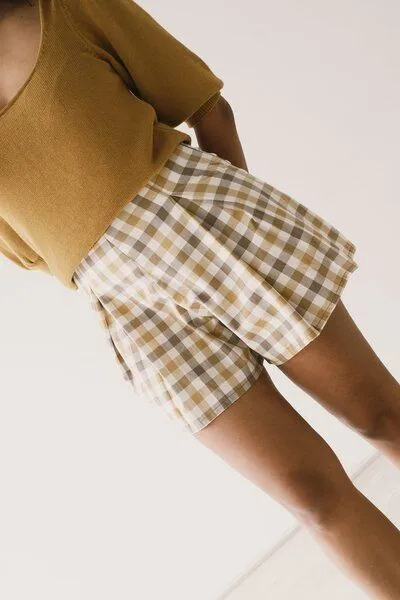 TIRALAHILACHA TIRALAHILACHA Hannia organic cotton shorts vichy, Gelb, – Produktbild 2 von 4