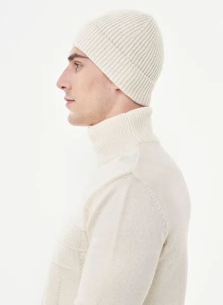 ORGANICATION ORGANICATION Strick-Beanie aus Bio-Merinowolle und Bio-Baumwolle, Off white, – Produktbild 4 von 4