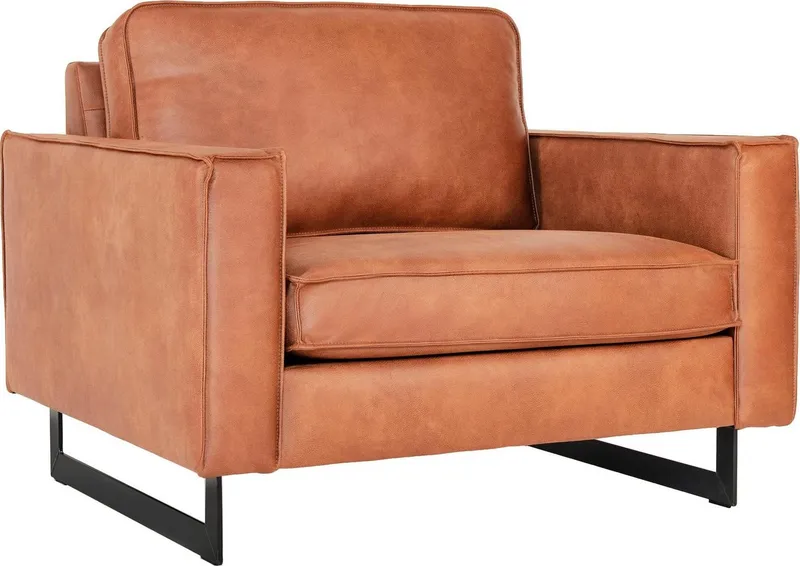 OTTO home Loveseat Pinto 105 cm, Cord, Chenille, Lederoptik, mit Keder, Metallfüßen und auch in Cord Bezug erhältlich, Braun, – Produktbild 7 von 7