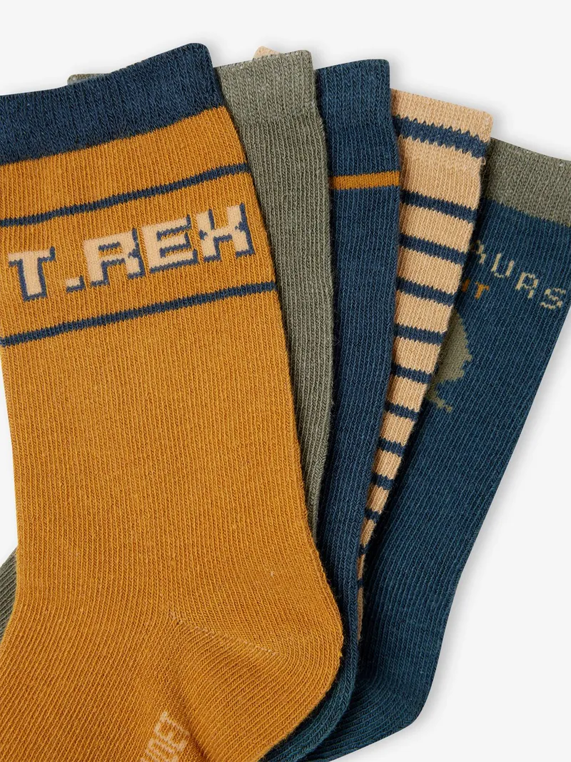 Vertbaudet 5er-Pack Jungen Dino-Socken, Beige, – Produktbild 3 von 3