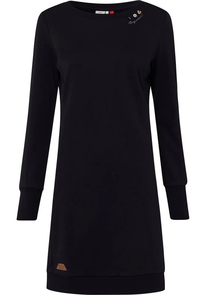 ragwear ragwear Sweatkleid MENITA O mit veganer 3 Knopf-Applikation, Schwarz, – Produktbild 4 von 4