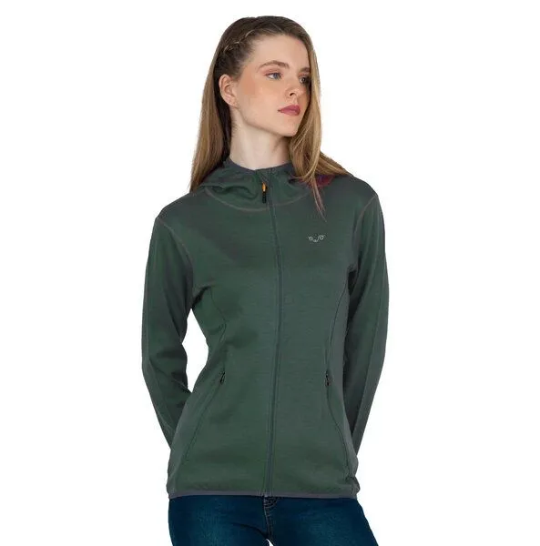 Woolona Woolona Merino Zipper Damen - MARIN - Zip, Nadelbaumgrün, – Produktbild 2 von 3