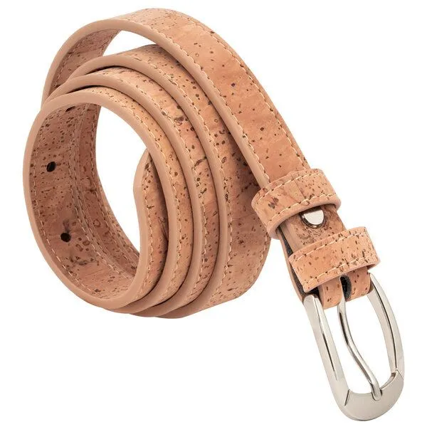 Simaru Simaru Damen Gürtel aus Kork mit edler Schnalle, Veganer Gürtel PortoAlegre, Beige, – Produktbild 1 von 4