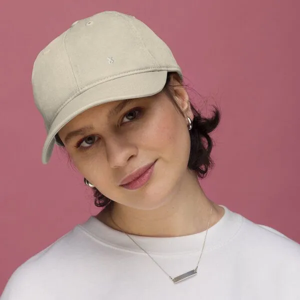 PepMelon Minimal Bio-Baseballmütze, personalisierbare Baseballkappe, dad cap, Creme (weiss), – Produktbild 2 von 5